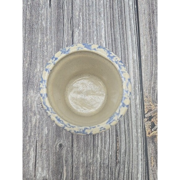 Vintage Small Crock with Apple & Spongware Pattern 3" - Picture 6 of 10